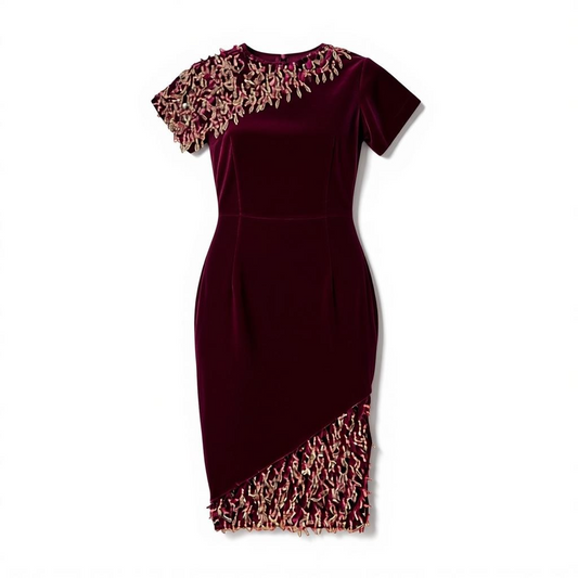 Beaded Modele basket midi dress