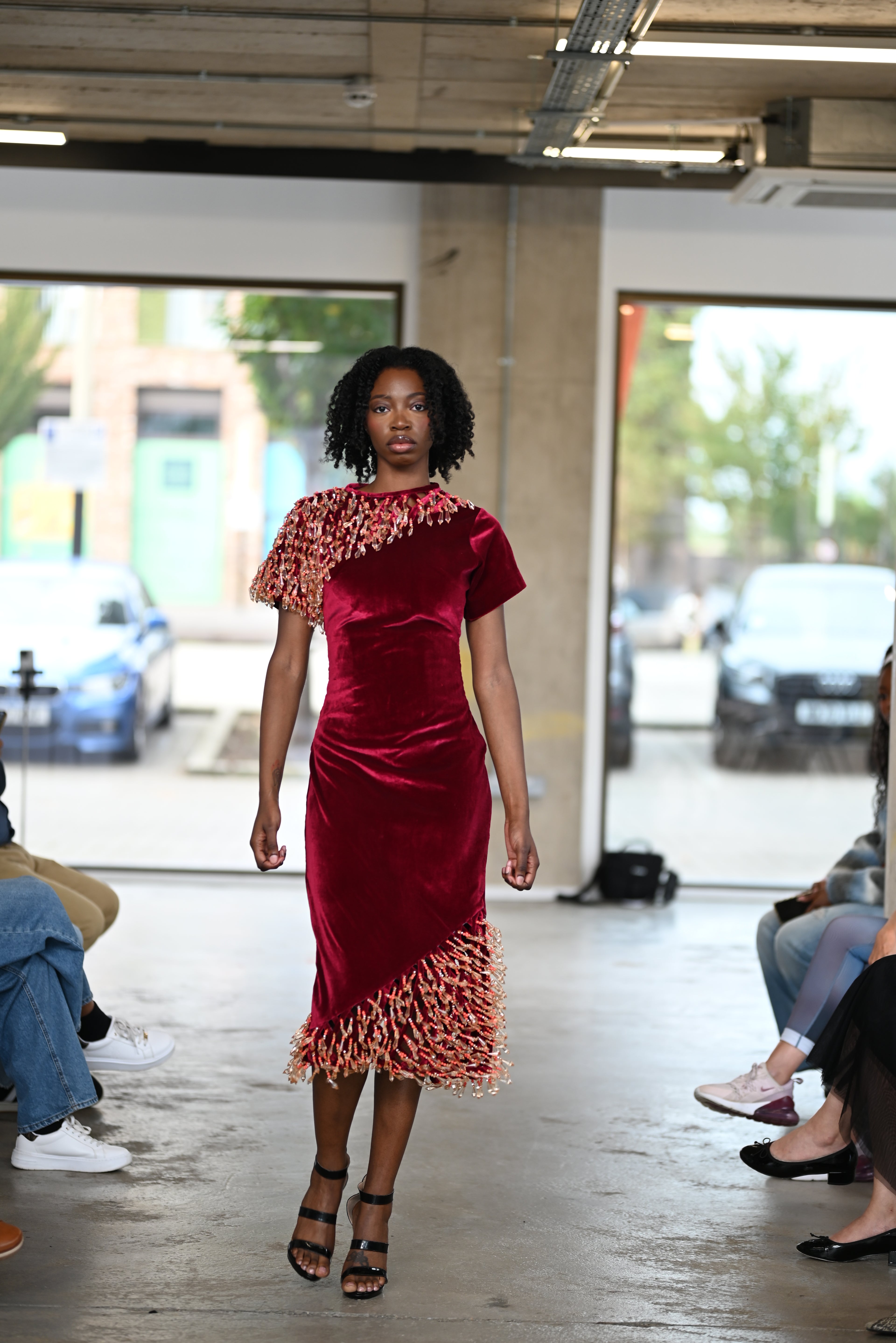 Beaded Modele basket midi dress