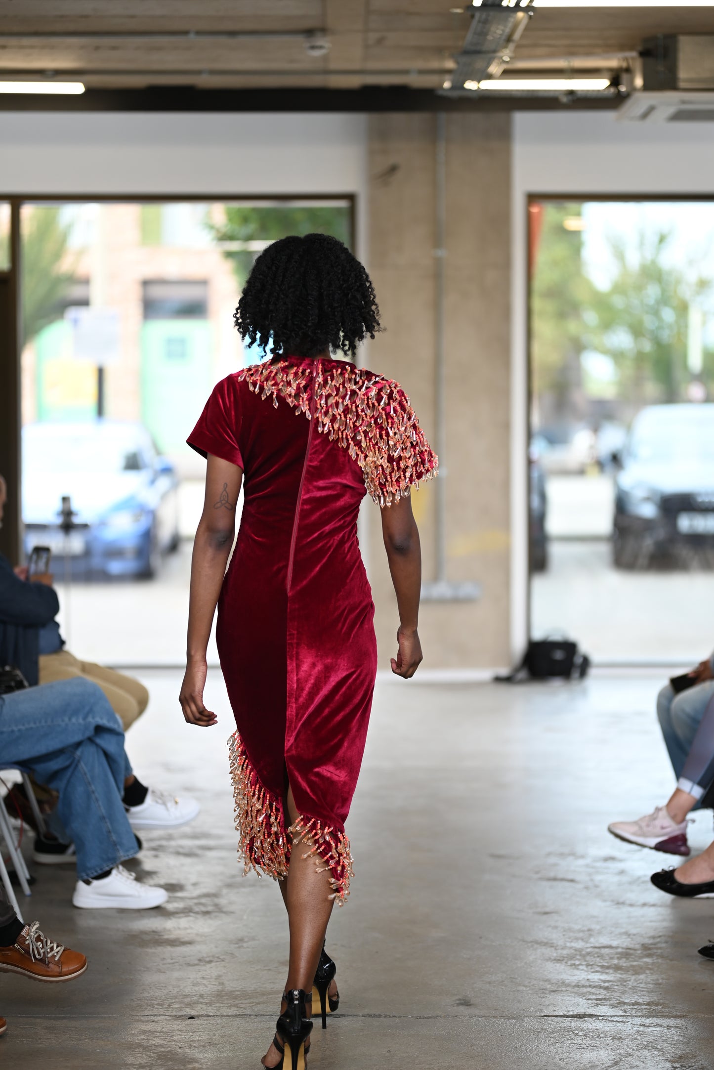 Beaded Modele basket midi dress